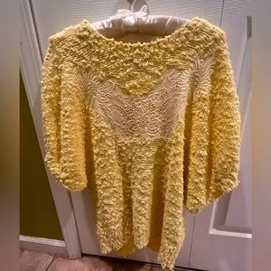 Vintage  Rochelle California Yellow Nubby Short Sleeve Sweater